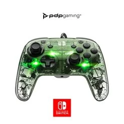 Afterglow Deluxe+ LED Wired Gaming Controller - Licensed By Nintendo For Switch And OLED - RGB Hue Color Lights - See Through Gamepad Controller - 3.5mm Jack - Dual Vibration - Paddle Buttons