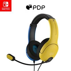 PDP Gaming LVL40 Stereo Headset With Mic For Nintendo Switch/Lite/OLED/PC - Noise Cancelling Microphone, Lightweight, Soft Comfort On Ear Headphones (Fortnite Wildcat Yellow & Blue)