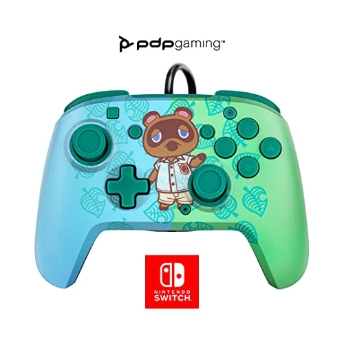 PDP Gaming Faceoff Deluxe+ Wired Switch Pro Controller - Animal Crossing - Tom Nook - Blue / Green - Officially Licensed By Nintendo - Customizable Buttons And Paddles - Ergonomic Controllers 3 PDP Gaming Faceoff Deluxe+ Wired Switch Pro Controller - Animal Crossing - Tom Nook - Blue / Green - Officially Licensed By Nintendo - Customizable Buttons And Paddles - Ergonomic Controllers