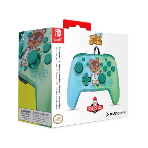 PDP Gaming Faceoff Deluxe+ Wired Switch Pro Controller - Animal Crossing - Tom Nook - Blue / Green - Officially Licensed By Nintendo - Customizable Buttons And Paddles - Ergonomic Controllers 4 PDP Gaming Faceoff Deluxe+ Wired Switch Pro Controller - Animal Crossing - Tom Nook - Blue / Green - Officially Licensed By Nintendo - Customizable Buttons And Paddles - Ergonomic Controllers - Image 2